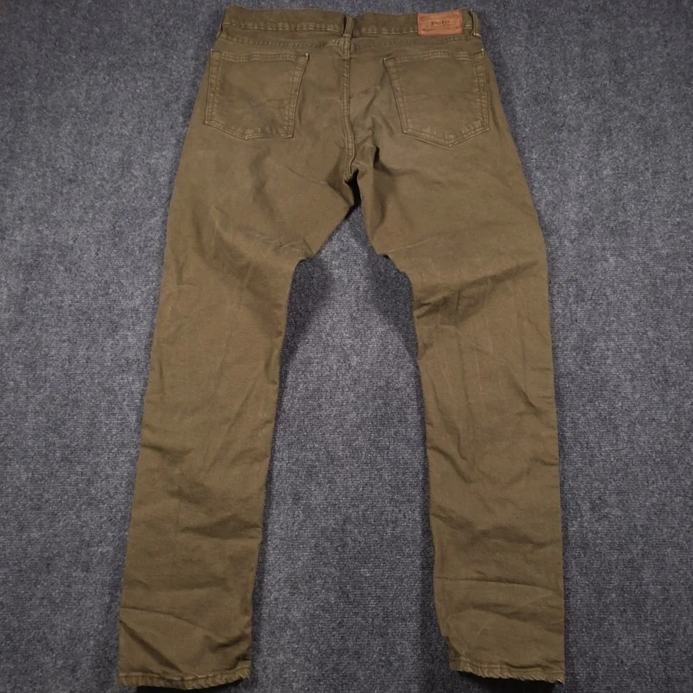 Polo Ralph Lauren Sullivan Slim Jeans Mens 34x32 Olive Green Fading Whiskered